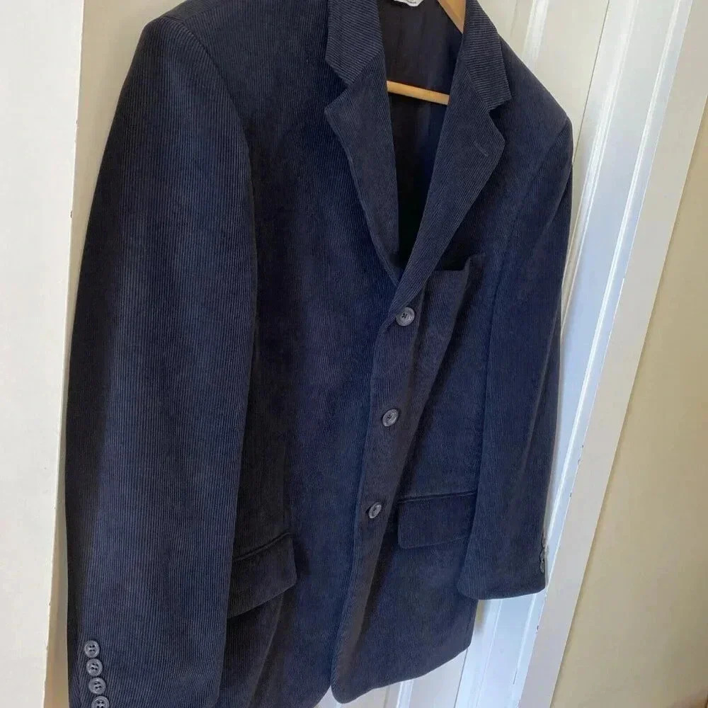 Pronto Uomo Men’s Corduroy Blazer Jacket Black 40 Short Preppy Academia Casual - Picture 2 of 16